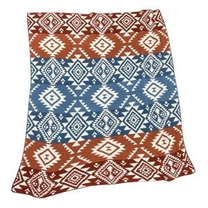 Hobby Lobby Throw Blanket 50x57 Orange Blue Geometric Southwestern Plush